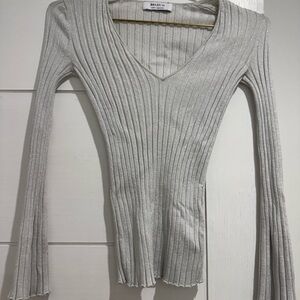 Bailey 44 Metallic Ribbed V-Neck Top